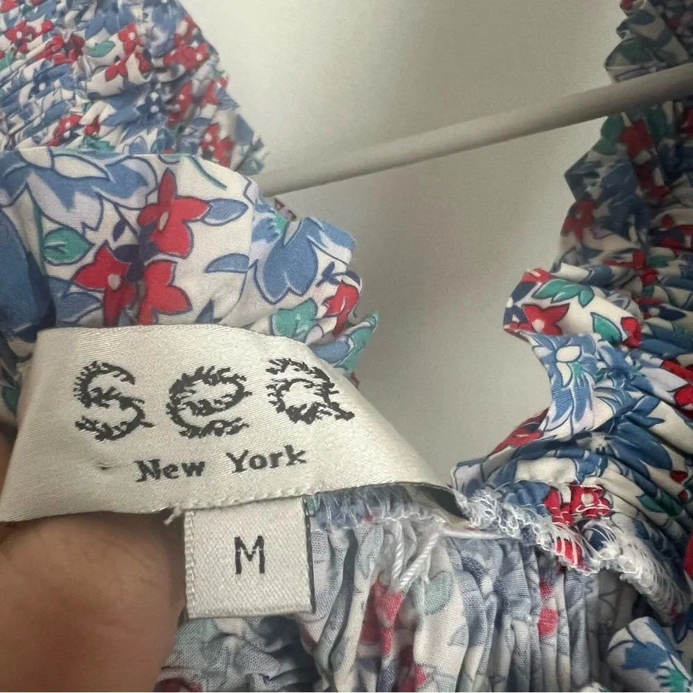 SEA New York Women's Peggy Blue Mid Calf Summer Midi Dress Size Medium - Picture 9 of 10